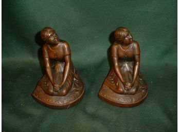 Antique Pair Of Pot Metal 'Jeanne  Of  Ark' Bookends, 5'H  (201)