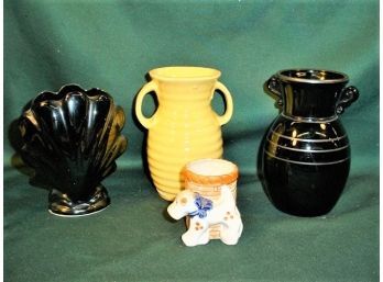 4 Vases - Black Amethyst Glass, Occupied Japan, Calif & Other  (74)