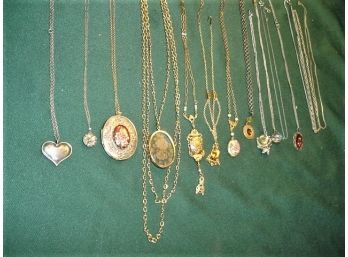 11 Costume Jewelry Necklaces & 4 Chains In Box  (8)