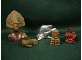 5 Small Stone And Metal Figurines   (203)