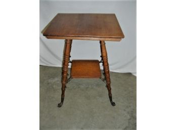 Antique American Oak Parlor Table, With Metal Claw Feet, 24'x 24'x 29'H  (253)