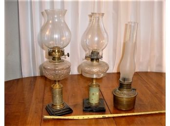 Group Of 3 Antique Oil Lamps   (463)
