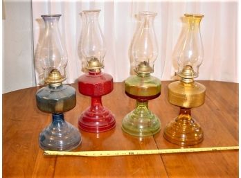 Group Of 4 Vintage Oil Lamps  (454)