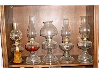 Group Of 5 Vintage Oil Lamps  (466)