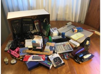 Office Lot With Paper Cutter, Calculator And Supplies  (676)