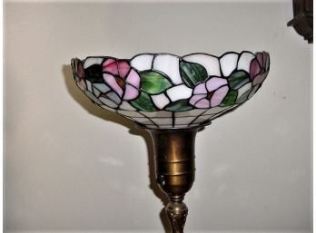 Floor Lamp With Stained Glass Shade, Missing Plug, 65'H   (669)