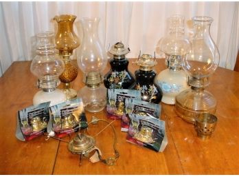Group Of 7 Vintage Oil Lamp Bases And Oil Lamp  Parts   (664)