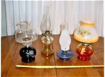 Group Of 4 Vintage Oil Lamps  (455)