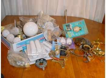 Misc. Lot - Lighting Hardware, Candle Socket Covers, Globe Stands, Light Bulbs, More   (673)
