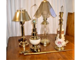 Group Of 5 Vintage Table Lamps, 21'-28'H  (563)
