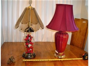 2 Large Vintage Electric Lamps, 27'H   (656)