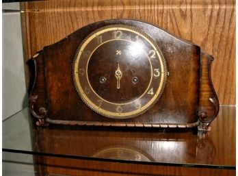 Art Deco Shelf Clock (crossed Swords) Spring Driven, Time/strike Wood Case, Broken Crutch  (511)