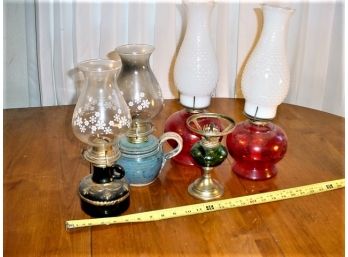 Group Of 5 Vintage Oil Lamps  (411)