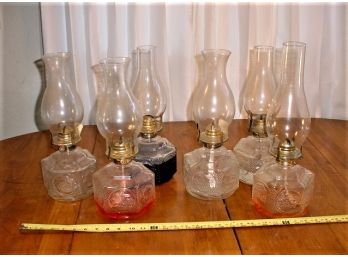 Group Of 6 Vintage Octagon Oil Lamps   (458)