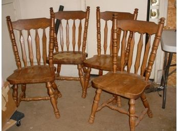 Group Of Four Pine  Dining Chairs  (443)