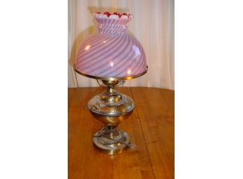 Lamp With Cranberry Swirl Shade, 20'H  (590)