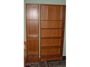 2 Oak Veneered Bookcases W/ Adjustable Shelves    (640)