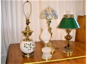 4 Electric Lamps (One No Shade & Cracked Base), 15' - 27'H     (653)
