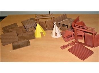 2 Vintage Fort Apache Plastic Play Sets  With Assorted Figurines   (27)