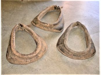 Antique Group Of 3 Leather Horse Collars , Leather Worn In Places (235)