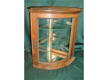 Antique Oak Framed Corner Curved Glass Showcase, 20'x 14' X 21'h   (31)