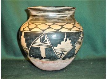Special Large Antique Santa Domingo Pottery Vessel Ca. 1860  (129)