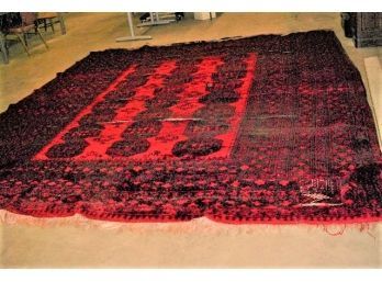 Antique Large Red Rug - Worn And Patched, 181'x 134'   (123)