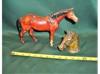 Antique Cast Iron Horse & Pot Metal Horse Bottle Opener   (82)