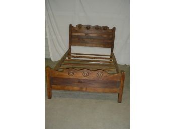 Antique Poplar Twin Bed With Rails & Mattress Slats   (119)