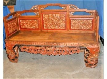 Antique Heavily Carved Oriental Bench, 69'x 22'x 36'high   (30)