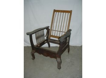 Antique American Oak Reclining Morris Chair, Needs Seat Springs & Cushions   (121)