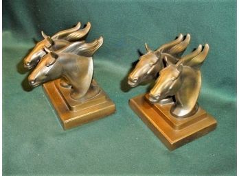 Pair Of Metal Frankart Inc. Double Horse Head Bookends, 6'High  (59)
