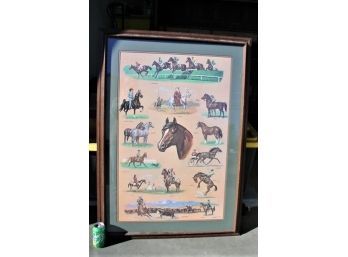 Vintage Large Framed Horse Breeds Print, Chris Kenyan, 31'x 43'  (67)