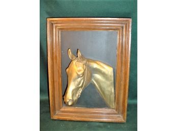Framed Protruding Brass 3D Horse Head, 13'x17'    (62)