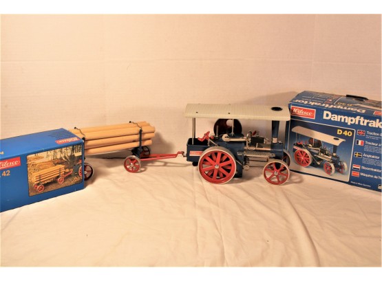 Wilesco  Toy Tractor & Log Wagon, 12' Long  With Boxes   (19)