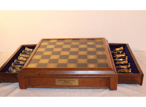 Franklin Mint Tournament Chess Set By Robert Blackman, Pewter Figures, 19' 19.5'  (134)
