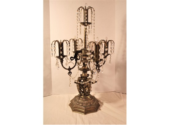 Impressive Table Lamp With Glass Faceted Beads, 17'x 31'H    (5)