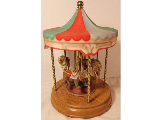 Mannually Rotating Porcelain & Wood  Toy Carousel, 17' High  (26)