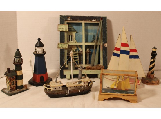Maritime Lot: 3 Lighthouses, 3 Ships, Nautical Whimsey  (36)