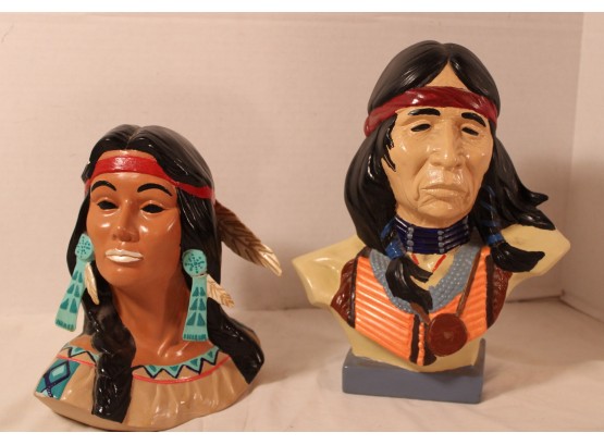 Ceramic Vintage Native American Busts, 9' & 11'H  (38)