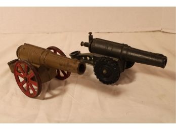 2 Toy Cast Iron Carbide Cannons (one Missing Back Door), 9' Long  (24)
