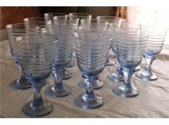 Set Of 16 Blue Glass Ribbed Stems, 7'H   (99)