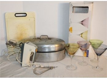 Roasting Pan, Panasonic Beater, Set Of 4 Colored Glass Stems, More  (195)