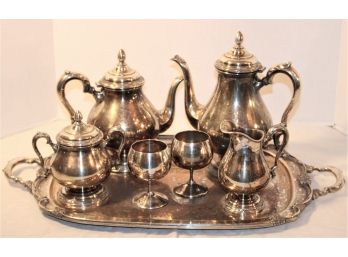Silver Plate Hollow Ware 7 Piece Set, 'Remberance' Rogers Bros, Tray Is 24'x 14'   (103)