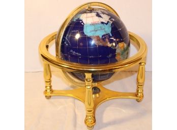 Rotating & Swiveling World Globe With Floating Compass On Brass Stand, 14'd X 13'H   (79)
