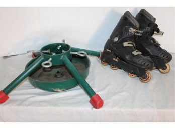 Mongrel Size 7 In Line Roller Skates & 18'x 6'H Large Christmas Tree Stand   (230)
