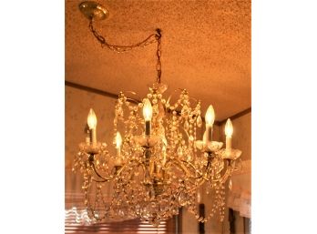 Large Hanging Clear Crystal Glass 8 Arm Chandelier, 27'D X 25'H   (192)