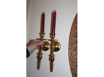 Pair Brass Hanging Candle  Holders, 11'H  (118)