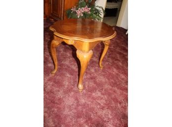 Pair Of Oval Queen Ann Parlor Tables, Parquet Top, Carved Apron, 28'x 23'x 21'H  (108)