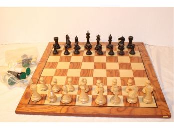 Wood Chess Set, Wood Figures And Board With Extra Pieces, 21'x 21'  (136)